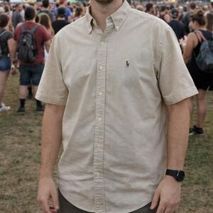 Ralph Lauren Blake Men's Cream Tan Shirt Large Preppy Classic Office Minimalist